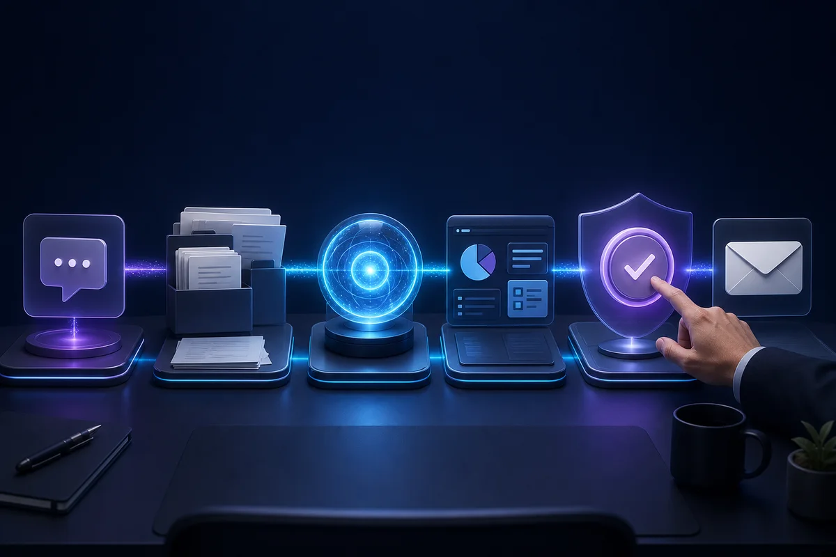 Illustration 3D d'un agent IA supervisé avec mémoire et recherche